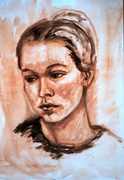 woman's head study in sienna